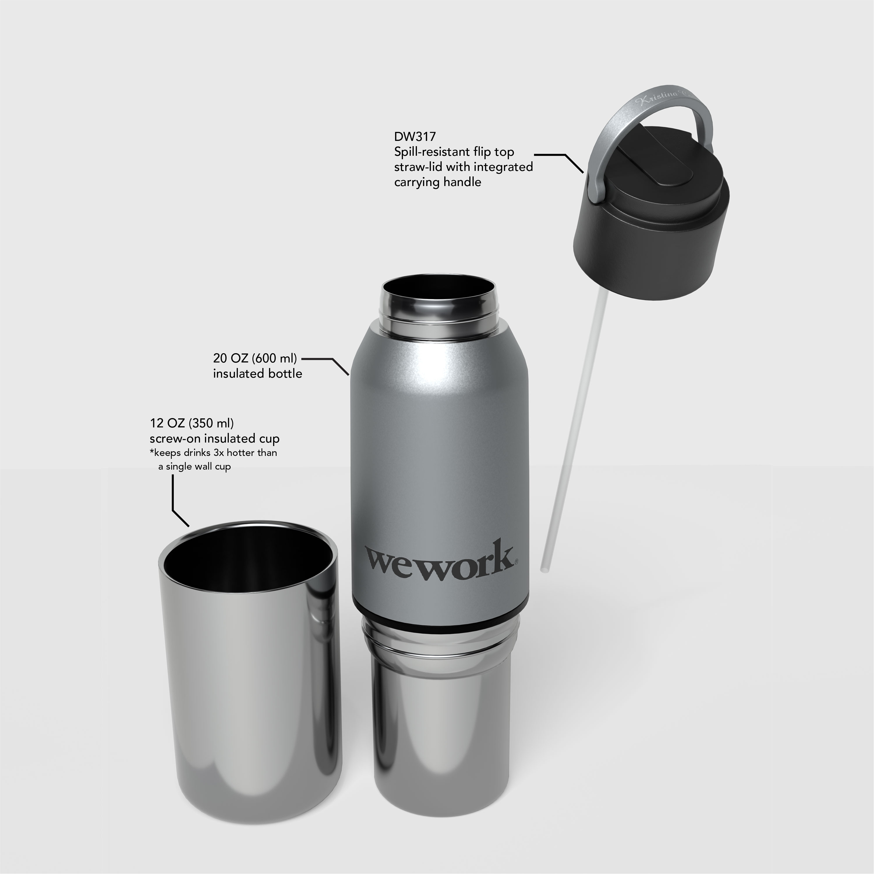 Switch-hitter 2-in-1 Sport 600 Ml / 20 Oz Stainless Steel Bottle With 350 Ml / 12 Oz Cup 6