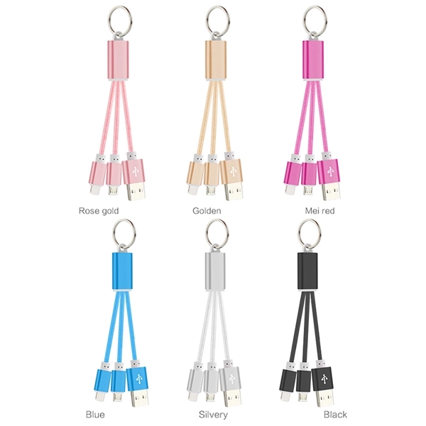 Metal 3-in-1 Charging Cable w/ Key Ring 5