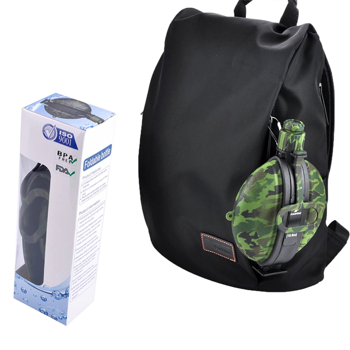 Collapsible Camouflage Military Silicone Water Bottle 1