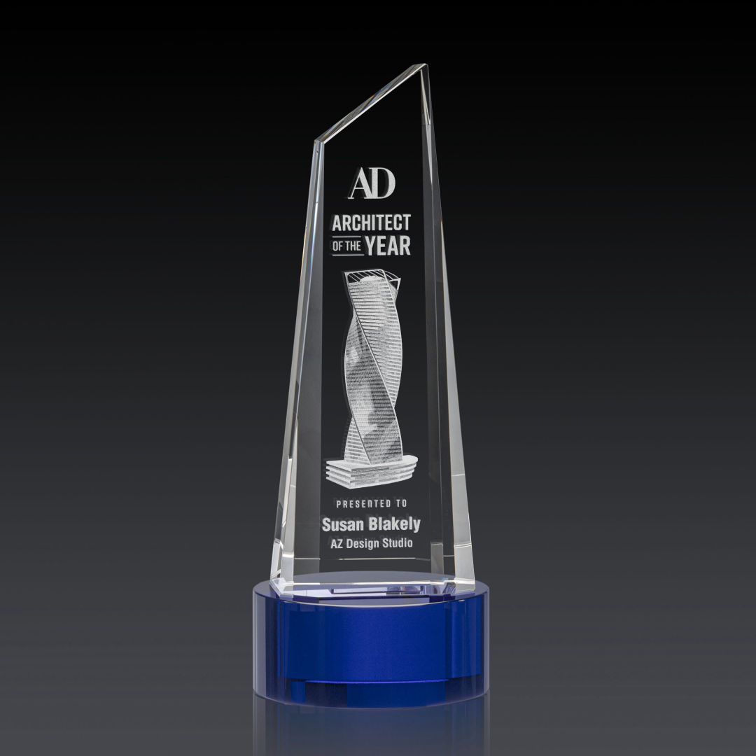 Akron Tower 3D Award on Base - Blue 2