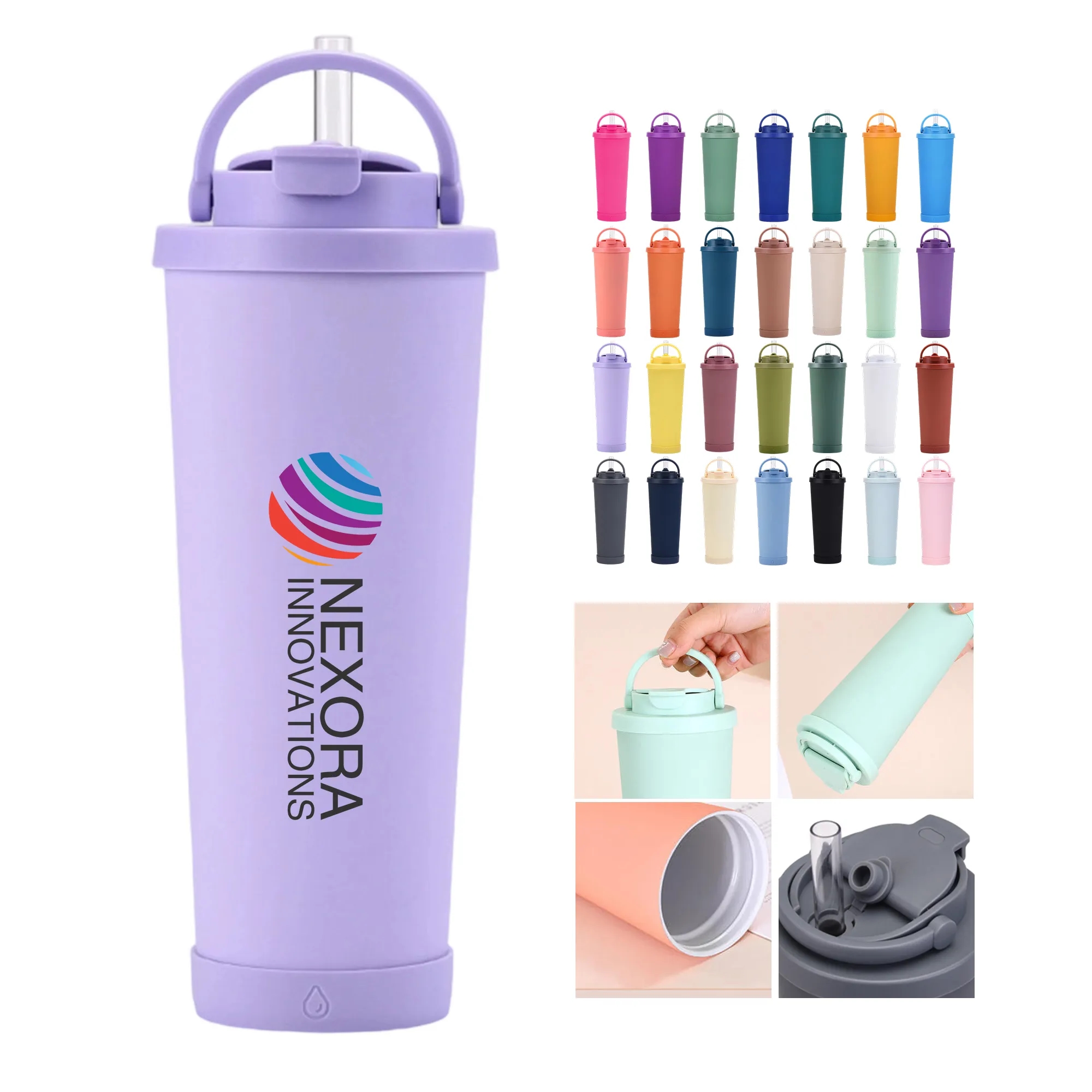 MOQ 50 28oz Dual-Drinking Stainless Steel Milk Tea Cup 23