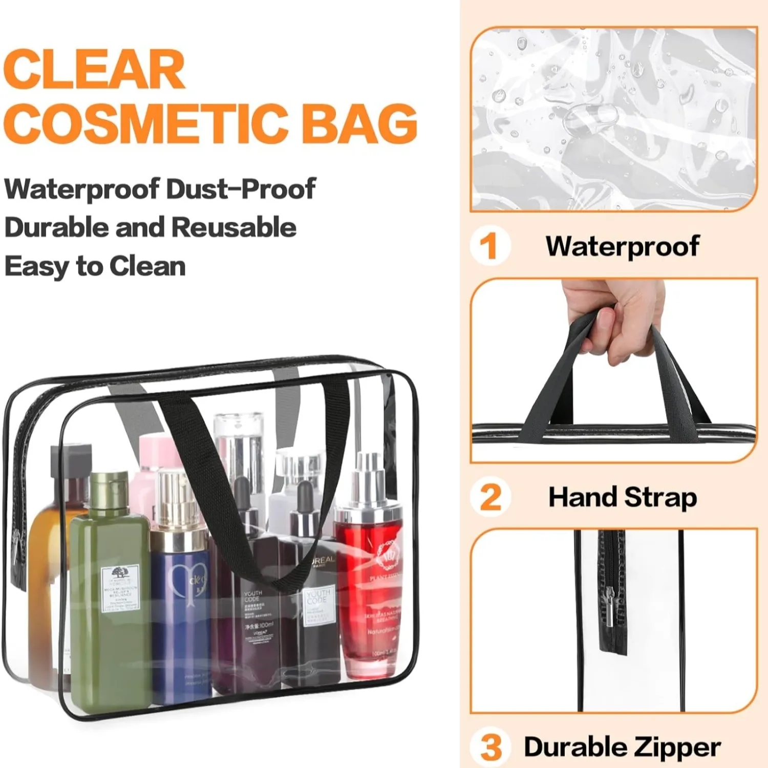 Waterproof Clear Plastic Cosmetic Makeup Bags 3