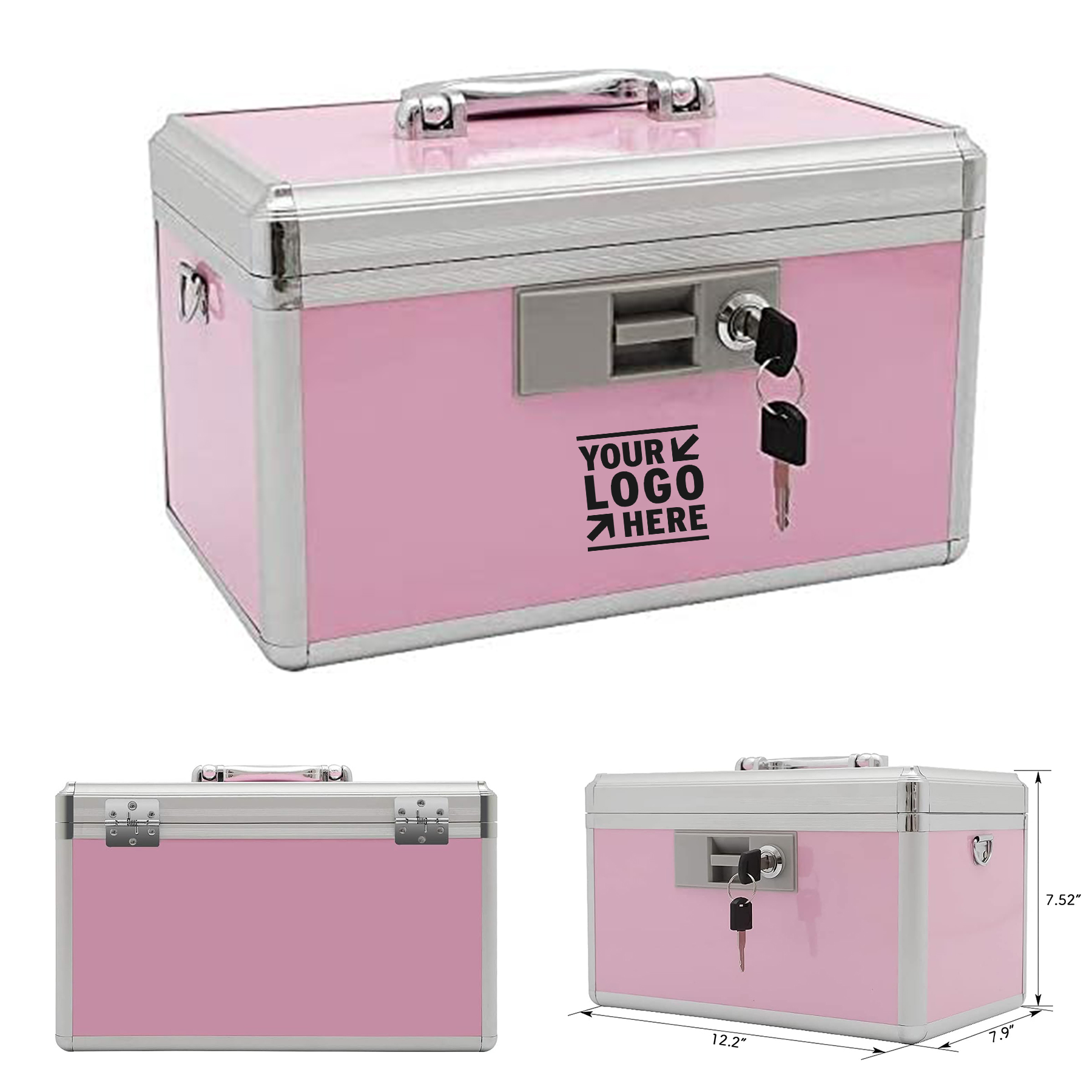 12.2" x 7.9" x 7.5" First Aid Safe Medication Lock Storage Box Layered Aluminum Medicine Cabinet 2