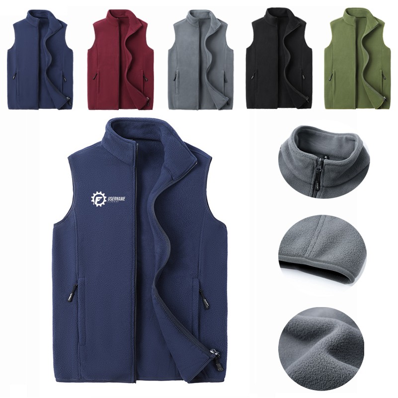 Mens Fleece Vest Slim Fit Polar Fleece Sleeveless Jacket Full Zip Outdoors 3
