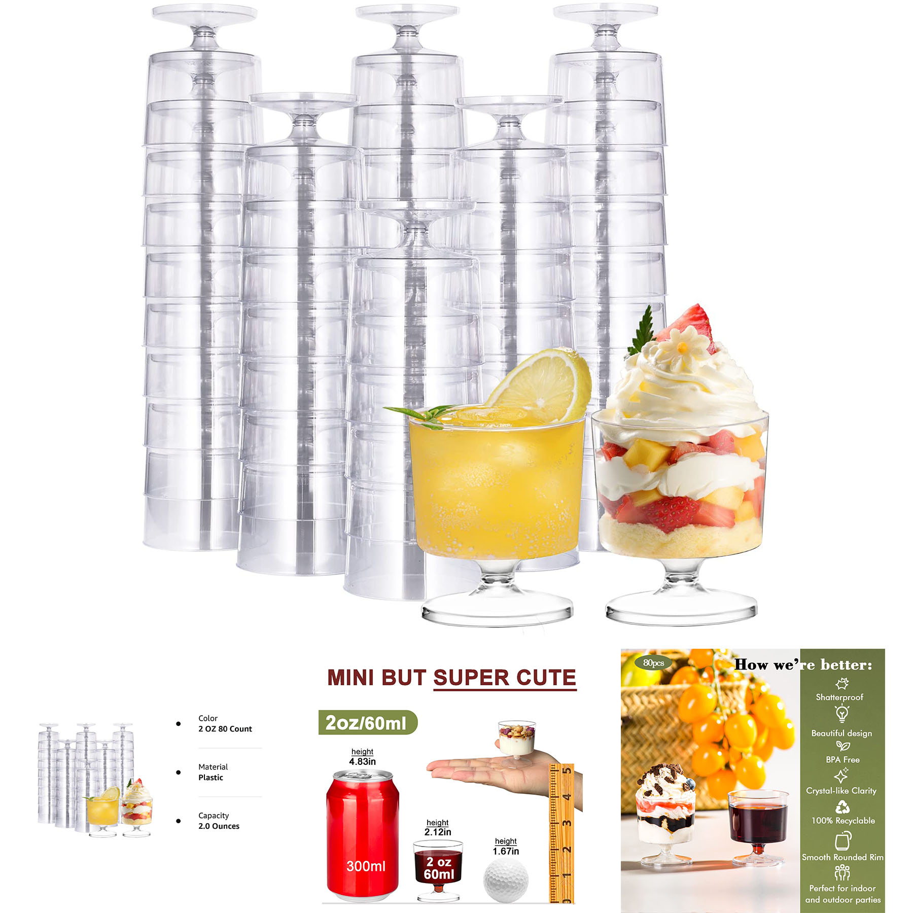 2 Oz Clear Plastic Wine Glasses 2