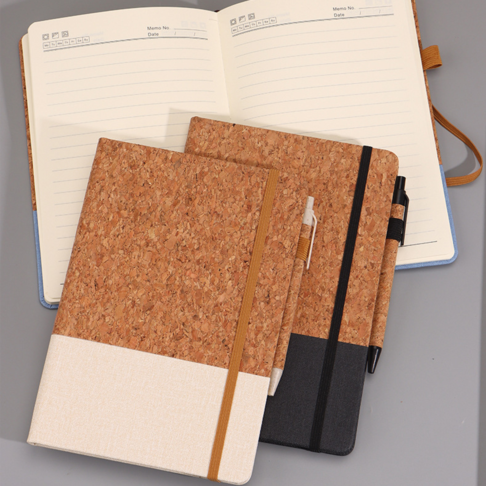 Cork Cover Lined Journal With Elastic Strap 2