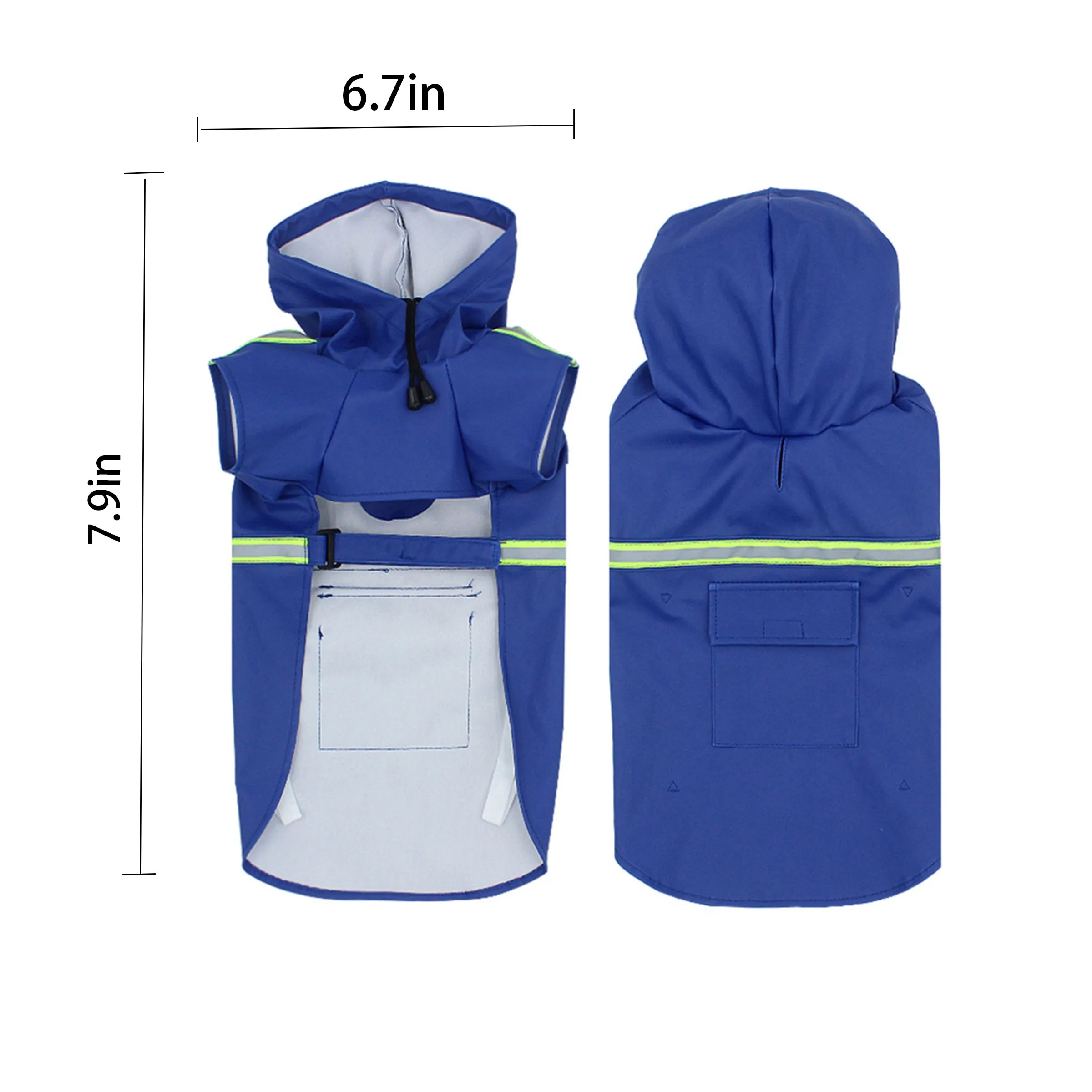 Polyurethane Pet Waterproof Reflective Hooded Raincoat 4