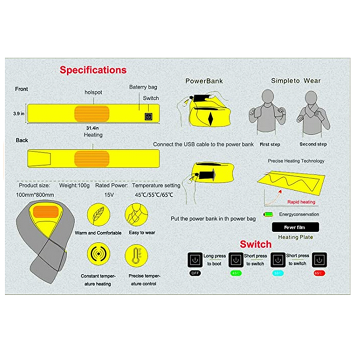 Heated Scarf Neck Pain Relief For Men/Women 7