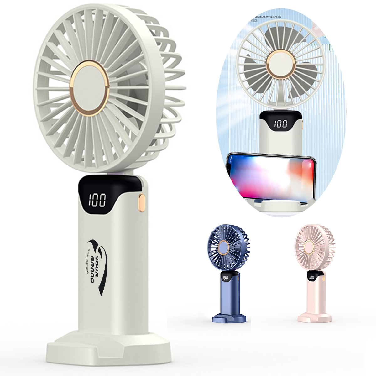 Rechargeable Desk Fan with LED Display Adjustable Speed 2