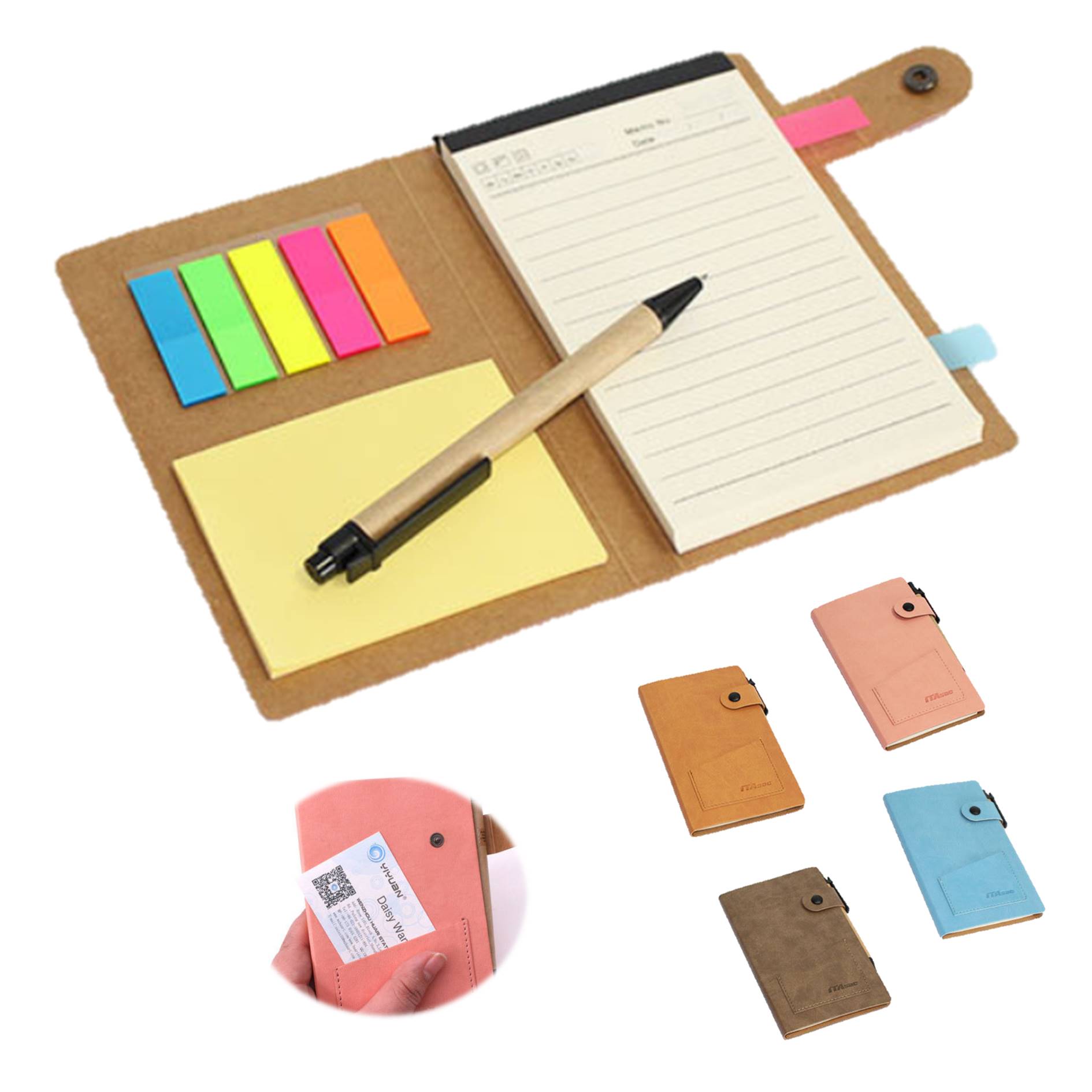 PU Leather Sticky Notes Notebook With Card Slot 2