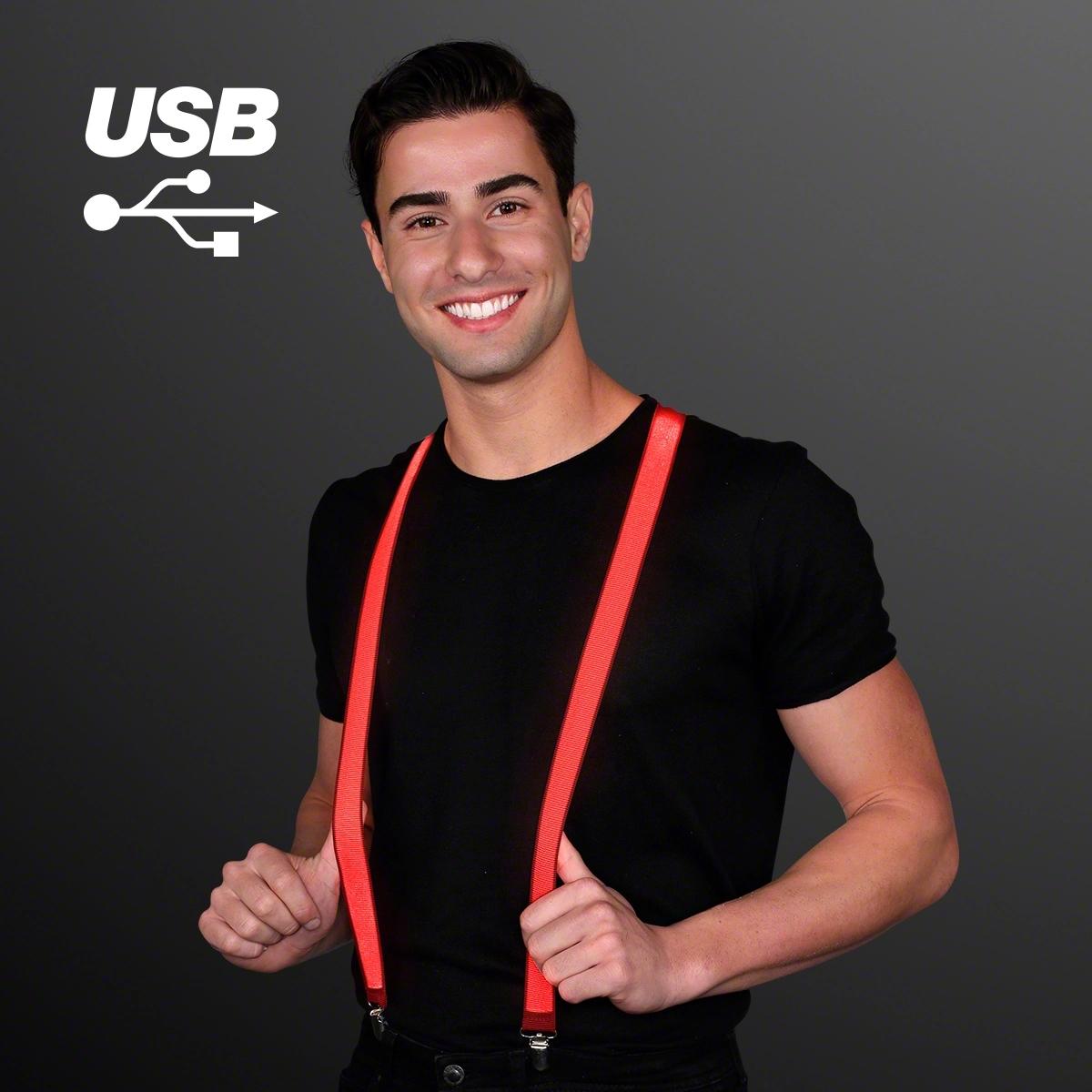 Rechargeable Red Light Up Suspenders 3