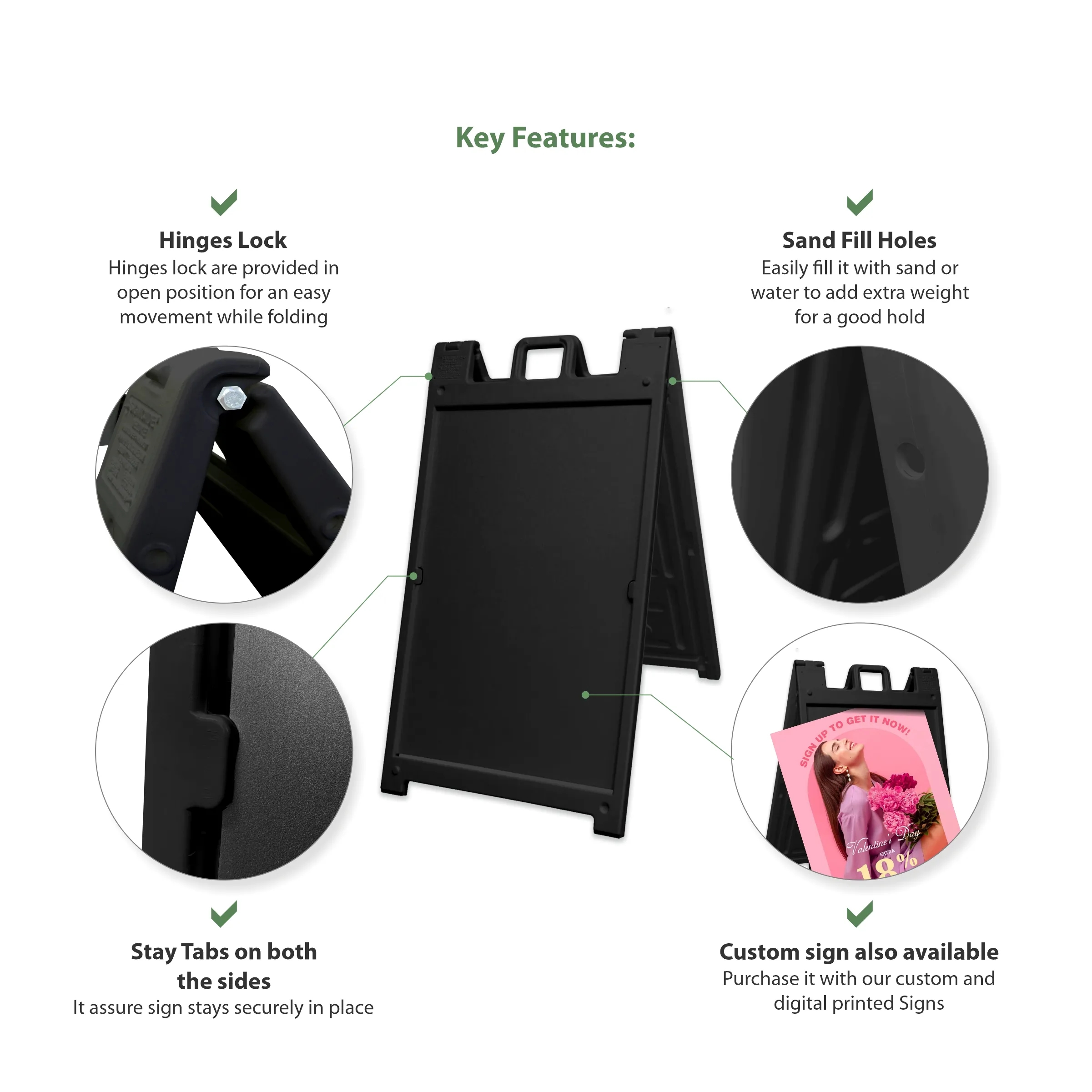 26.8" x 42.5" Plastic A Frame - Black 6