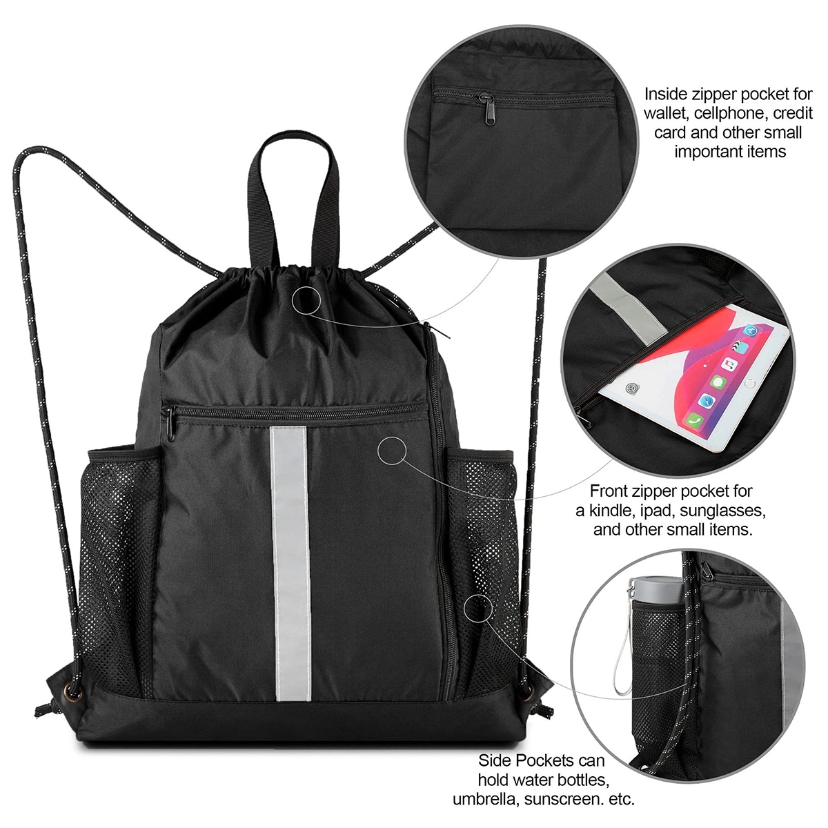Drawstring Backpack Bag with String Sackpack 4