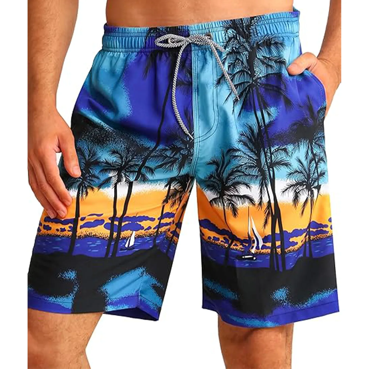 Men's Quick Dry Tropical Beach Swim Trunks 6