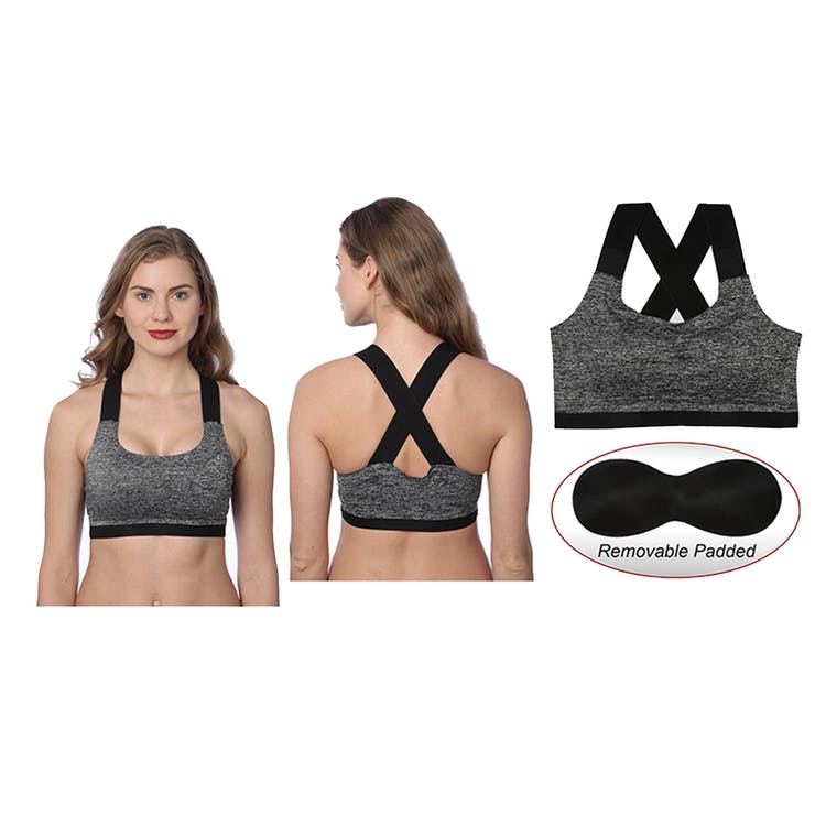 Women's Sports Bras - Black Sizes M-XL Removable Pads