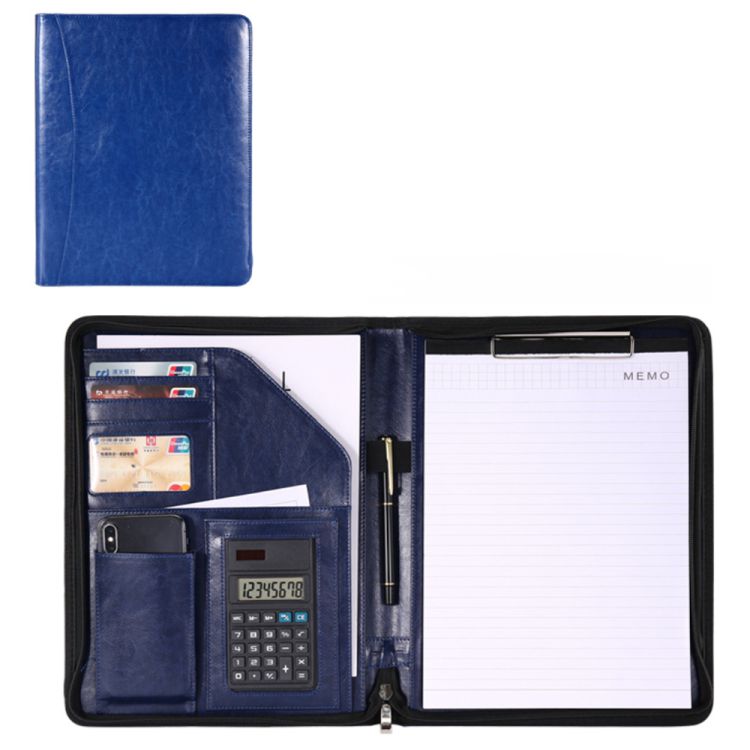 All-in-One Luxury Business Leather Zippered Padfolios Set 1