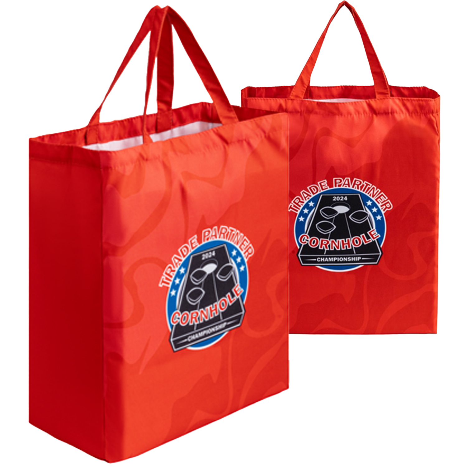 8 Oz. Sublimated Poly Canvas Shopping Tote Bag w/ Gusset (14" x 18" x 6") 2