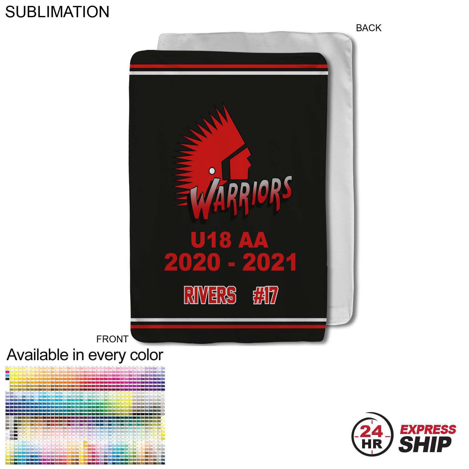 24 Hr Express Ship - Team Blanket in Ultra Soft Microfleece, 30x40, Lap blanket, Sublimated 5