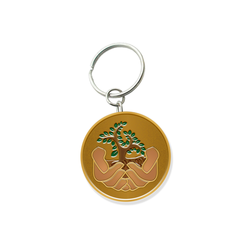 Customized Solid Iron Keychain with Shiny Brass Plating 2