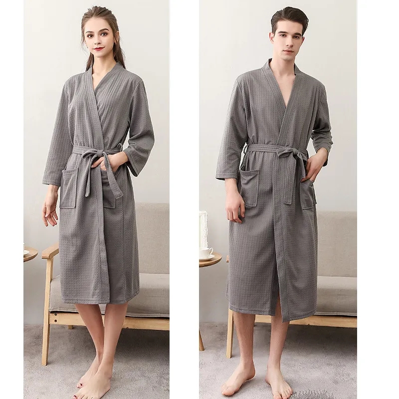 3/4 Sleeve Waffle Robe Unisex 2