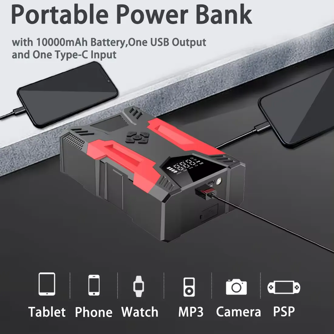 Portable Car Jump Starter Battery Pack & Air Pump 3