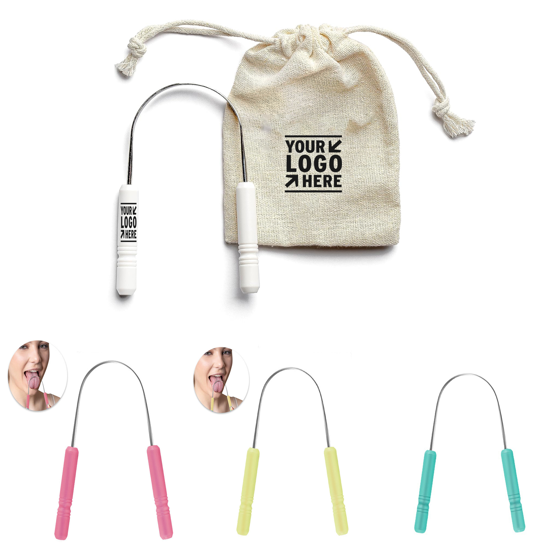 Adults Kids Stainless Steel Tongue Scraper Cleaner with Case Linen Travel Pouch  2