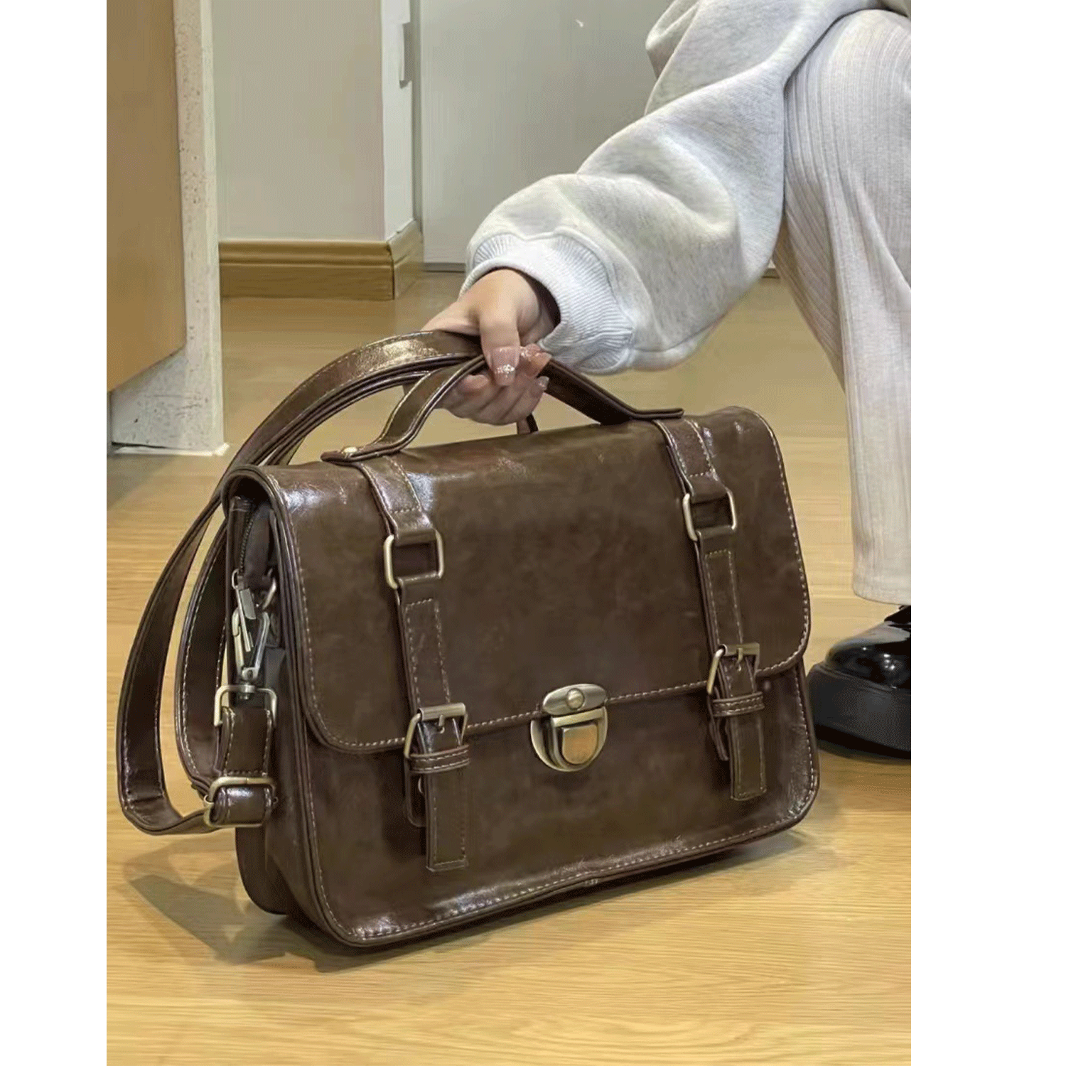 Retro Fashion PU Leather Shoulder Crossbody Messenger Bag 7