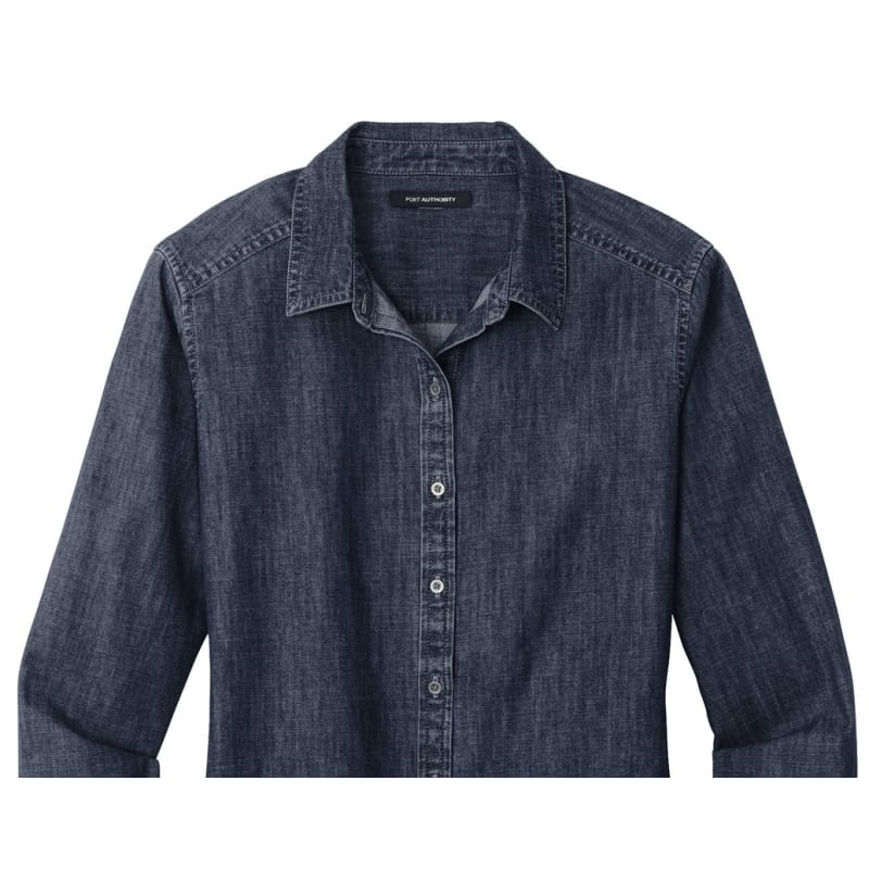 Port Authority Ladies Long Sleeve Perfect Denim Shirt 12