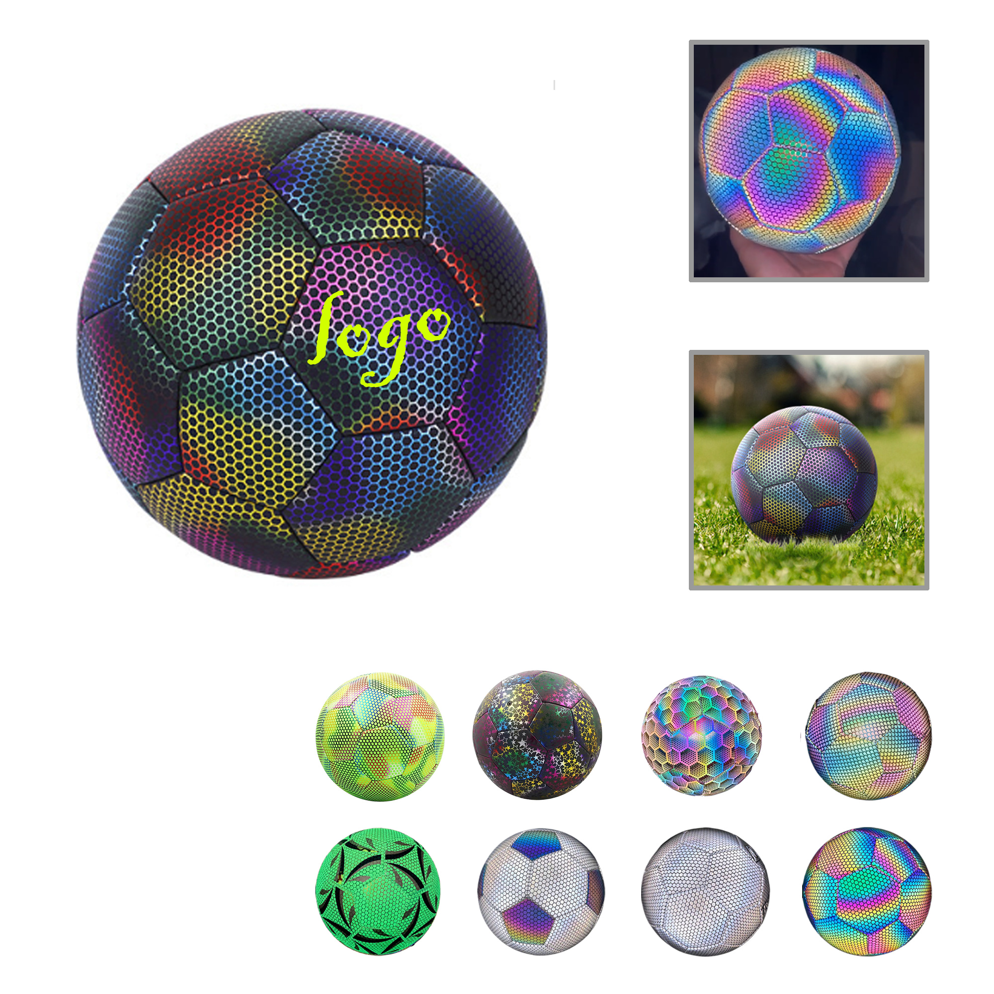 MOQ20 Reflective Glow Soccer Ball Sizes 5 and 4 10