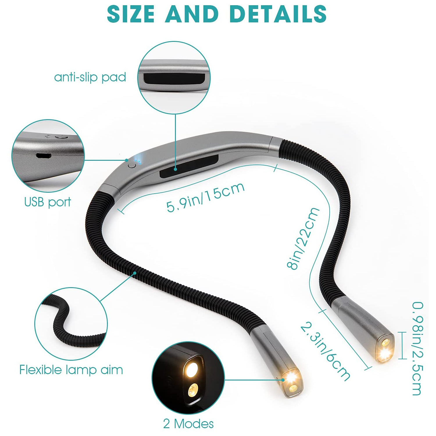 LED Neck Reading Light for Reading in Bed or Outdoor Activities 2000mAh Rechargeable Battery 12