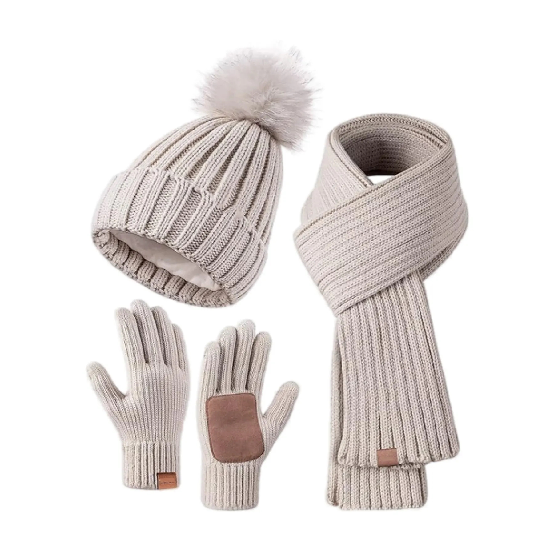 Polyester Adult Hat, Scarf, Gloves Three Piece Set 6