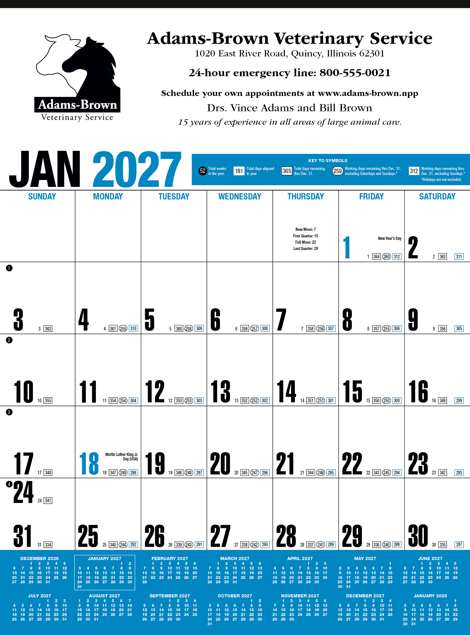 HotLine® Products Yearly Record® Blue Calendar 10