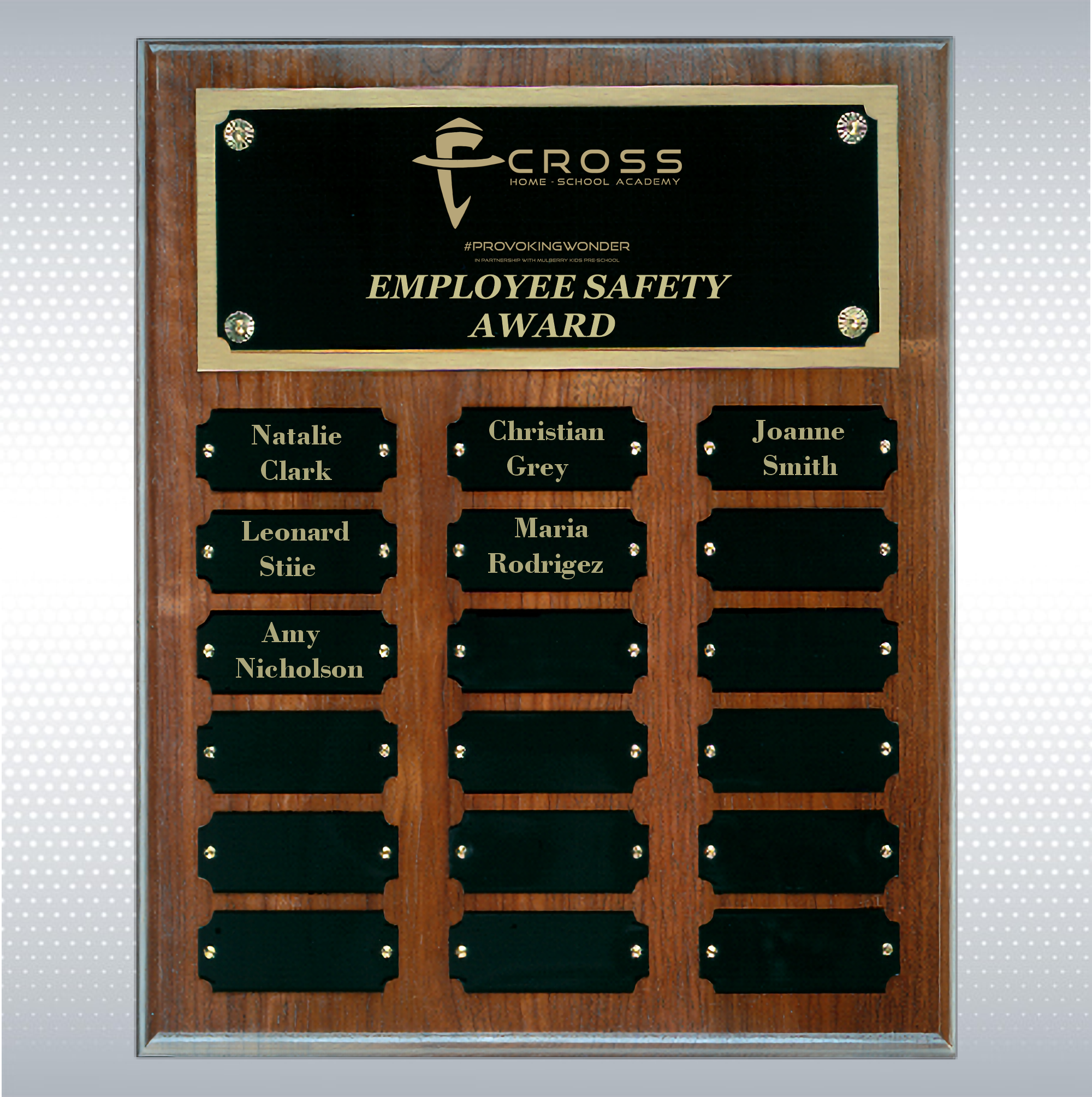 Step Edge Genuine Walnut 18 Plate Perpetual Plaque (10.5" x 13") 7