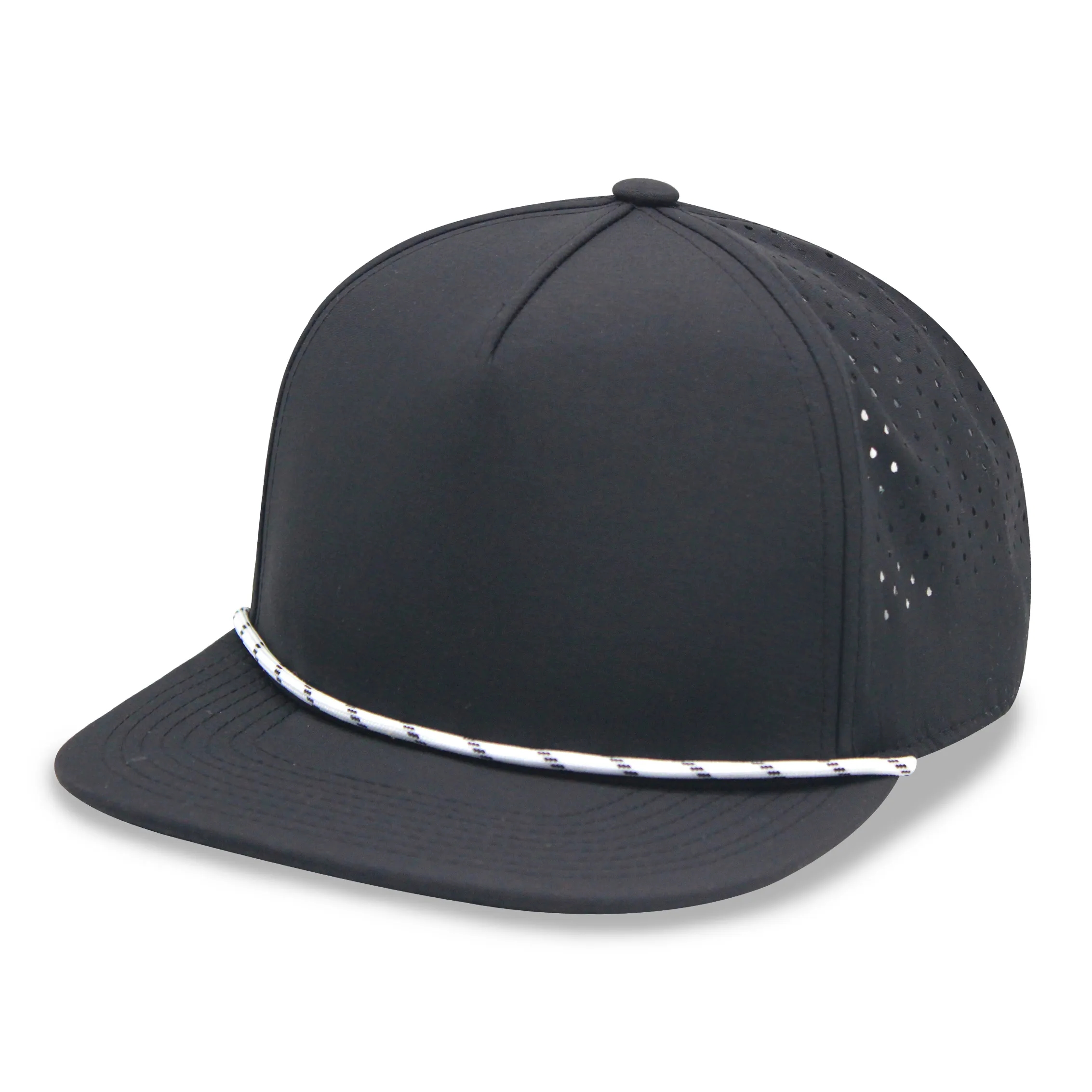5 Panel Water Proof Nylon Hat w/Laser Cut Mesh Back