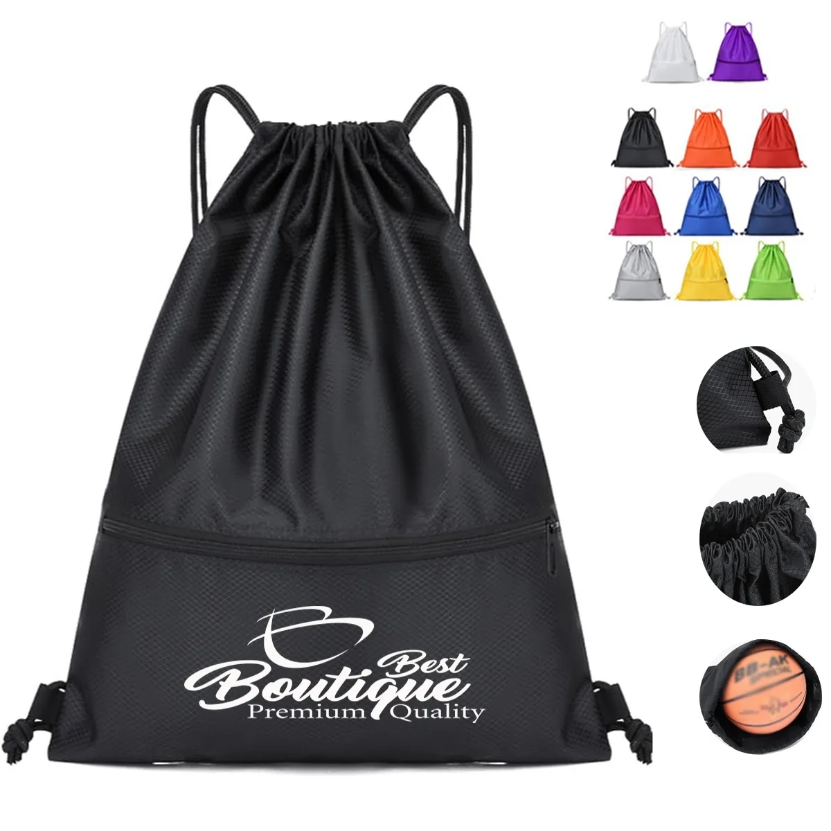 Large Capacity Outdoor Drawstring Backpack With Front Pouch 2