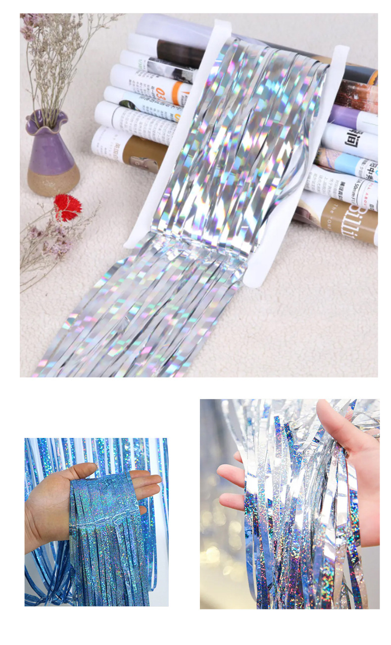 Party Backdrop Christmas Decorations Foil Fringe Backdrop Curtains 12