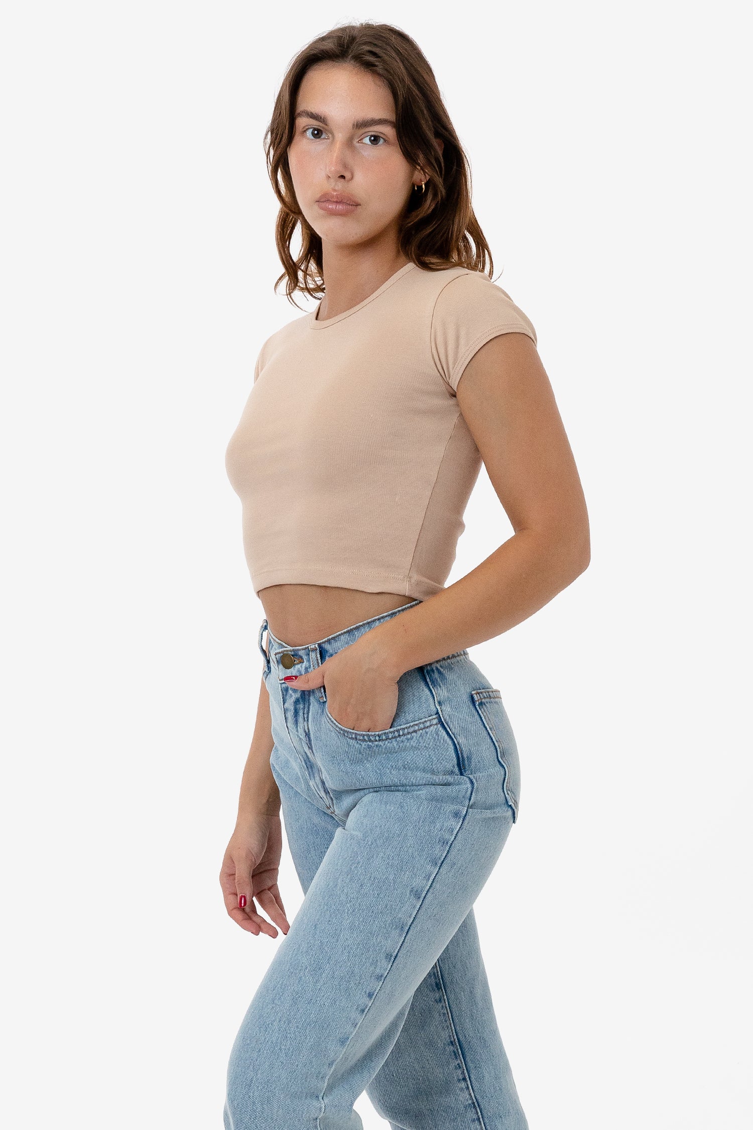 BABY RIB CAP SLEEVE CROP TOP 27
