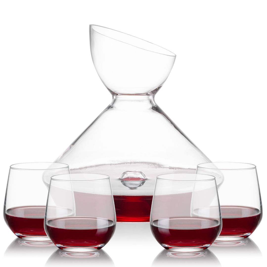 Woodbury Carafe & Garland Stemless Wine 1