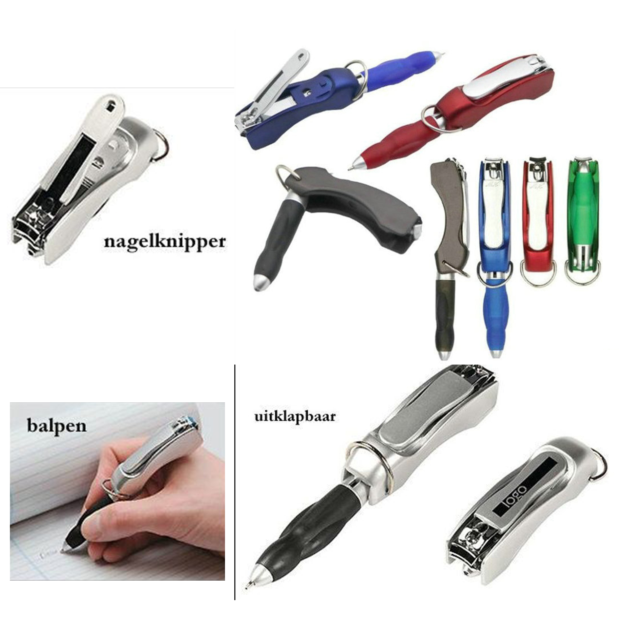Foldable Ballpoint Pen Keychain with Nail Scissors 2