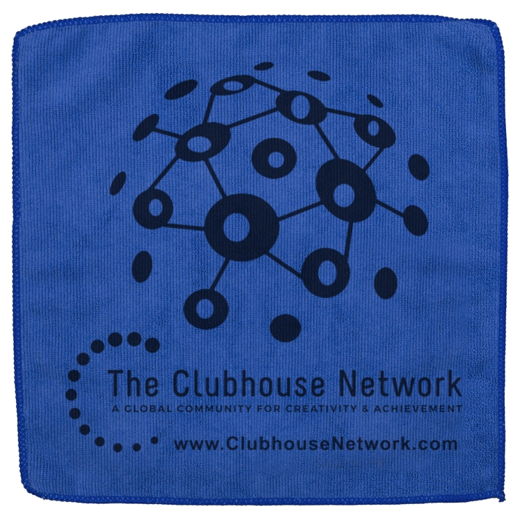 "LILY" Recycled RPET 300GSM Heavy Duty Microfiber Electronics, Rally or Sports Towel - 12" W X 12" H 1