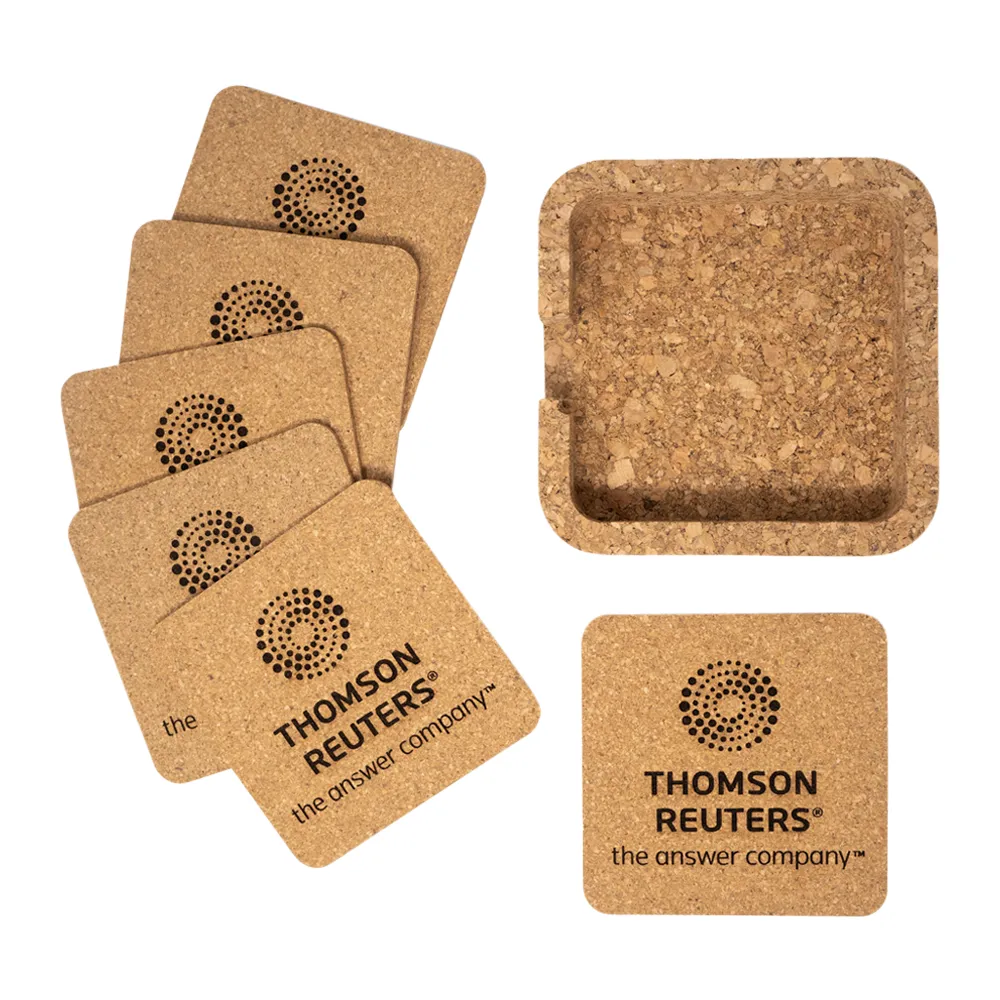 Square Cork Coaster Set with Holder (Set of 4) 8
