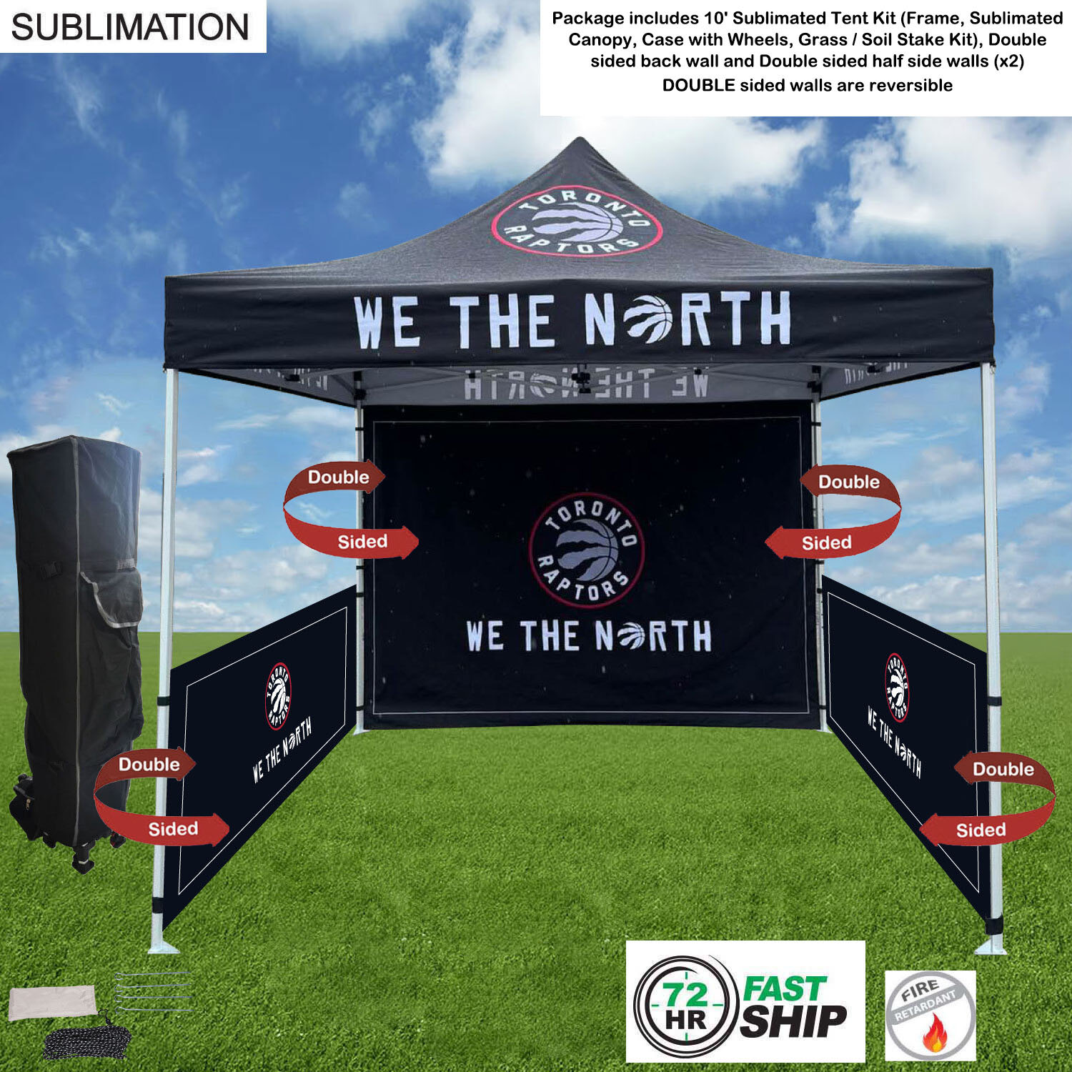 72Hr Fast Ship - 10' Sublimated Tent kit, DOUBLE sided backwall and 2 DOUBLE sided half sidewalls 5