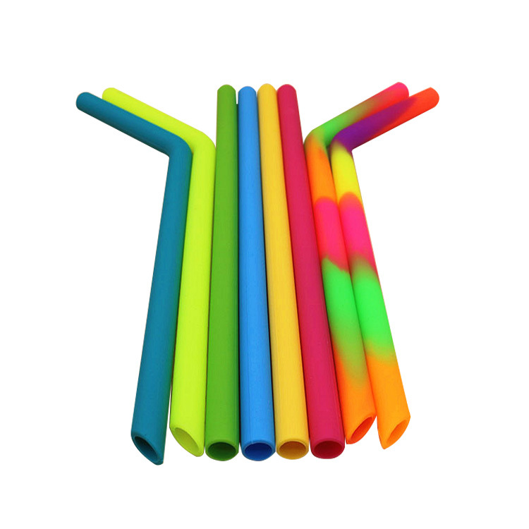 3/8"D Bent Straight Rainbow Silicone Straws 4