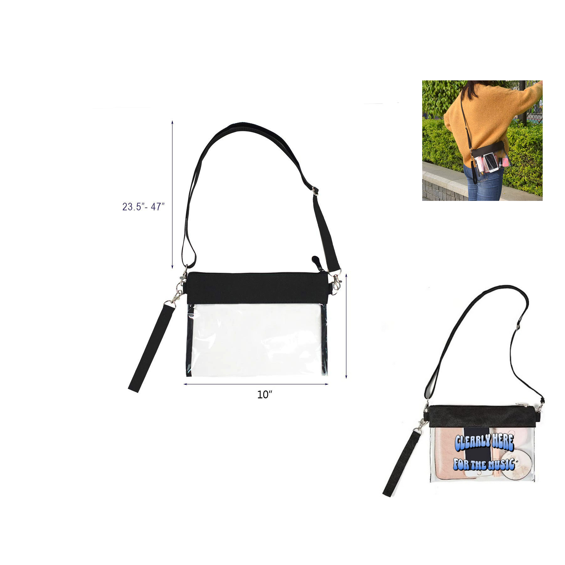 Clear Crossbody Purse Bag Stadium Approved Clear Tote Bag for Work Concert Sports 3