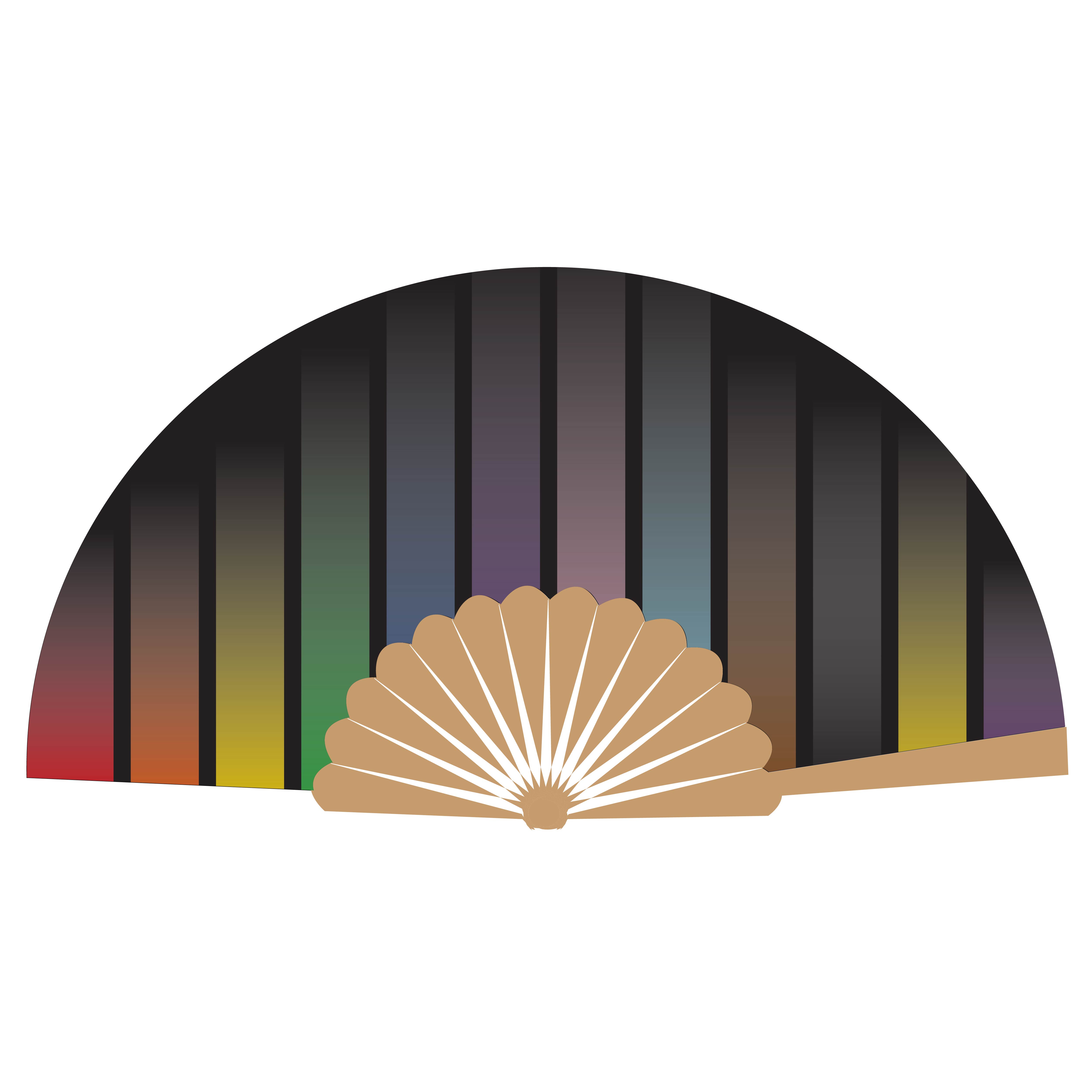 Fancy Bamboo Hand Fan - Full Color 26