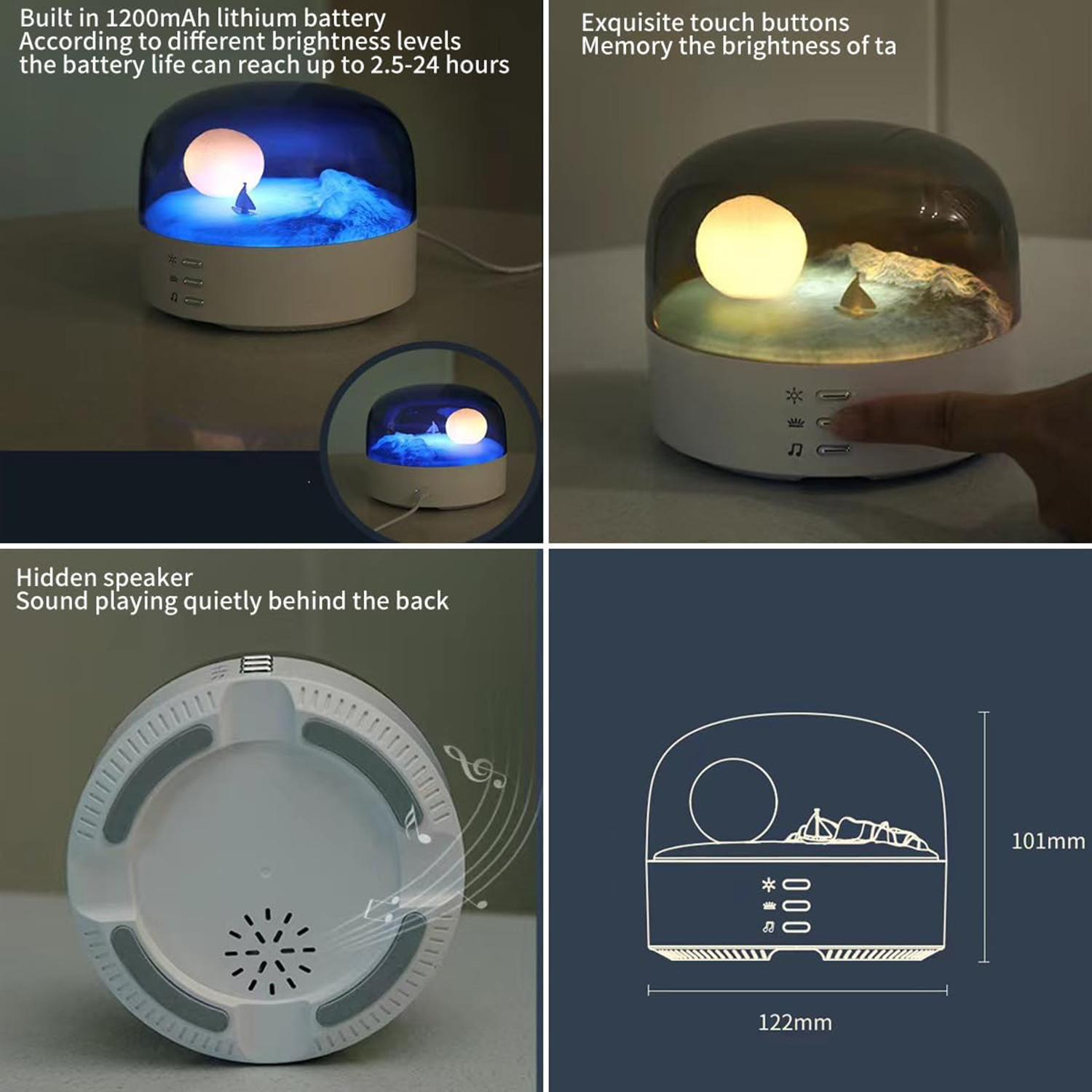 Creative Moon Rechargeable Bluetooth Speaker Led Night Light 5
