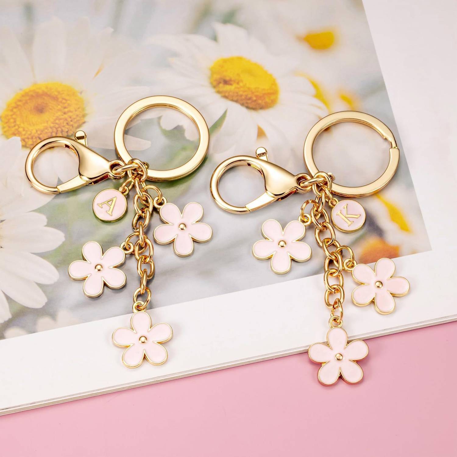 Custom Letter Floral Keychain 6
