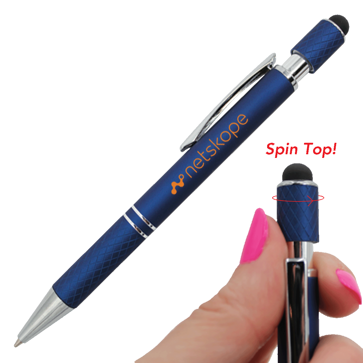 Halcyon® Executive Metal Spin Top Pen with Stylus 1