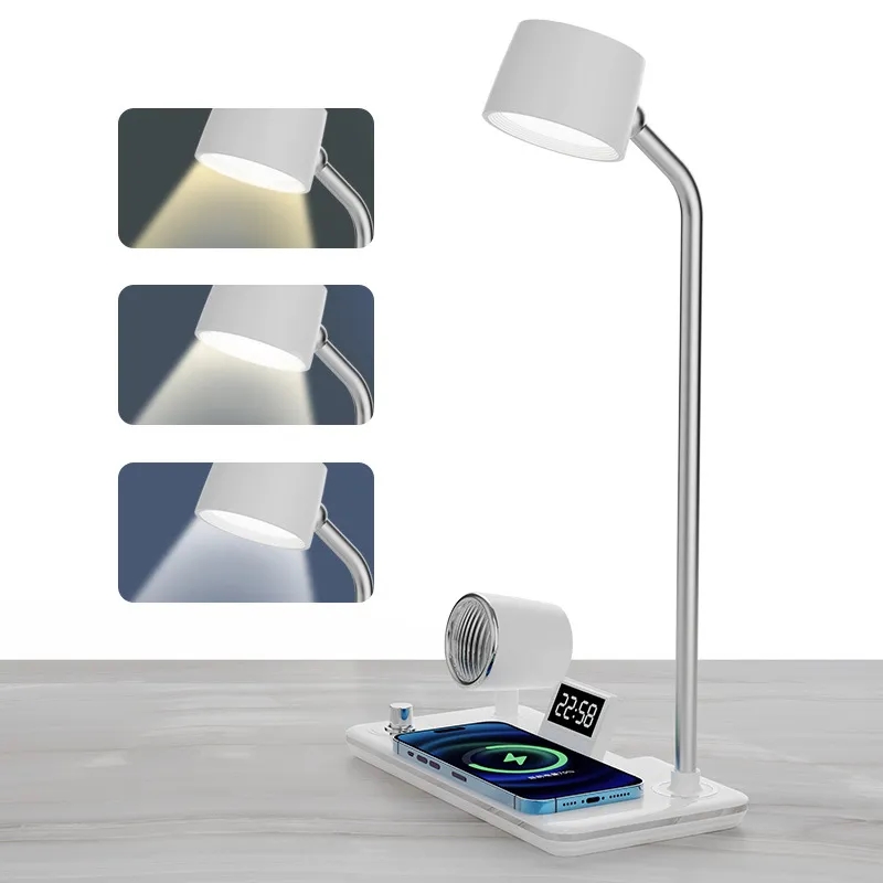 Smart Wireless Charging Desk Lamp with Bluetooth Speaker Clo 6