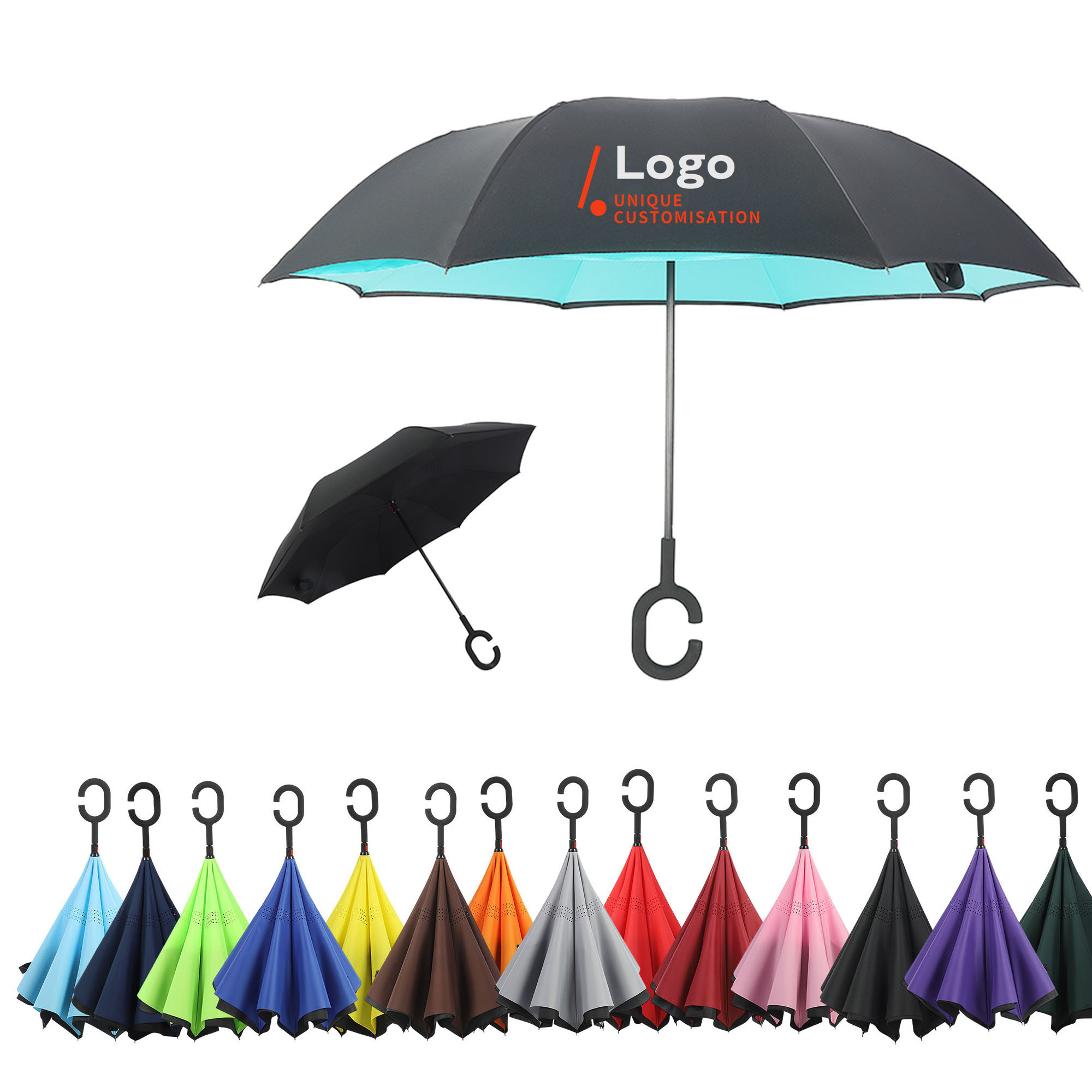 Portable Double Layer C-Handle Umbrella 2
